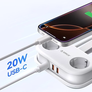 Orico APP 15.5W 5in1 jatkojohto 2x AC + 2x USB-A + 1x USB-C - valkoinen