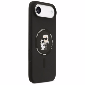 Karl Lagerfeld Silikoninen Karl&Choupette Ring MagSafe Suojakuori iPhone 17 Air:lle - Musta