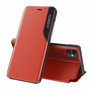 Eco Nahka View Case tyylikäs kirjahylly tyyppi tapauksessa jalusta iPhone 13 mini punainen