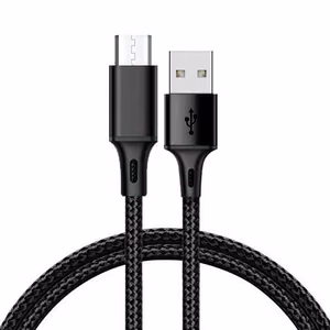 Cable Type 2 USB to Micro USB metal plugs QC 3.0 1m black