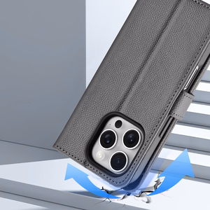 Dux Ducis Lawa Nahkainen Suojakuori iPhone 16 Pro Max:lle irrotettavalla magneettisella lompakolla - harmaa