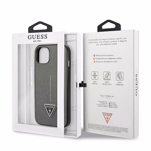 Guess GUHCP13SPSATLG iPhone 13 mini 5,4 "hopea / hopea kovakotelo SaffianoTriangle Logo