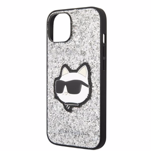 Karl Lagerfeld KLHCP14SG2CPS iPhone 14 6.1" hopeinen/hopeinen kovakuori Glitter Choupette Patch