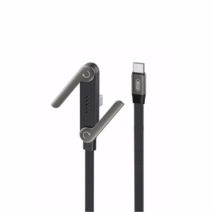 XO NB-Q311 PD USB-C–USB-C-kaapeli, 1,5m, 240W, musta, litteä, jalustalla