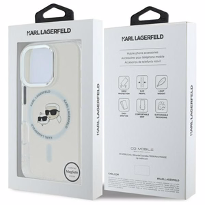 Karl Lagerfeld IML Metal Karl&Choupette Head MagSafe Case for iPhone 16 Pro - White