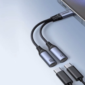 Joyroom SY-C03 USB-C - 2x USB-C 2in1 DAC sovitin - musta