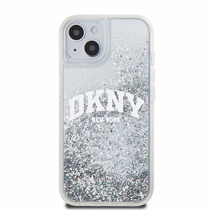 DKNY Liquid Glitter Big Logo Suojakuori iPhone 15 / 14 / 13:lle - valkoinen