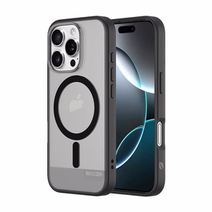 Incase Slim Case -suojakuori MagSafe-tuella iPhone 16 Pro -puhelimelle, läpikuultava musta