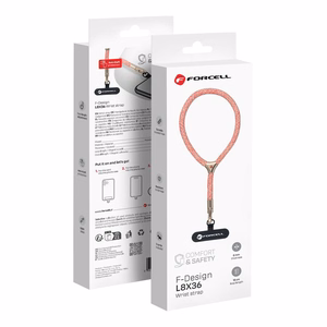 FORCELL F-DESIGN L8X36 wrist phone lanyard with adjustable length (max 18cm in the loop) pink white