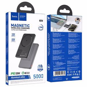 Varavirtalähde MagSafe-yhteensopiva Hoco 5000 mAh QC PD 2A 20W Q26 metallinen harmaa