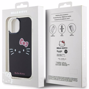 Hello Kitty IML Kitty Face Suojakuori iPhone 15:lle - musta