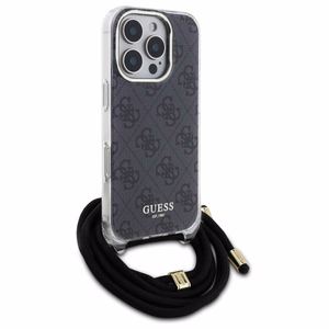 Guess Crossbody Cord 4G Print Suojakuori iPhone 16 Pro Max:lle - musta