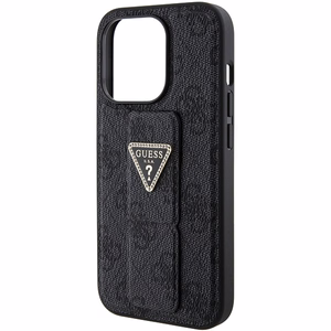 Guess Grip Stand 4G Triangle Strass Suojakuori iPhone 15 Prolle - musta