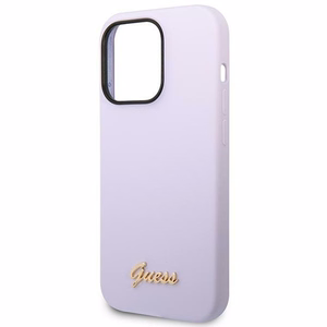 Guess GUHCP14XSLSMU iPhone 14 Pro Max 6.7" violetti / violetti kova kotelo Silikoni Vintage Gold Logo