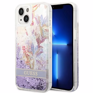 Guess GUHCP14MLFLSU iPhone 14 Plus 6.7 "violetti / violetti kovakotelo Kukka Nestemäinen Glitter