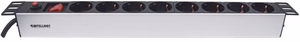 Intellinet 713986 – 1U rack PDU with 8 German-type sockets, switch, overload protection, 3 m cable and 2-pin Euro plug