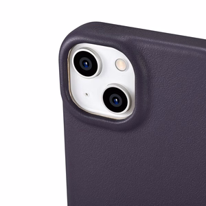 iCarer CE Premium Nahka Folio Case iPhone 14 Plus Magneettinen Flip Nahka Folio Case MagSafe Tumman violetti (WMI14220715-DP)