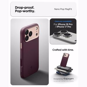 Spigen Nano Pop MagSafe  iPhone 18 Pro / 17 Pro kuori, tumma kirsikanpunainen