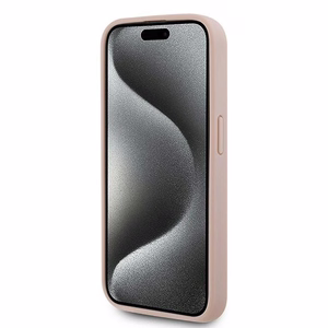 Karl Lagerfeld Nahkainen Monogram Metal Logo Suojakuori iPhone 15 Pro Maxille - vaaleanpunainen