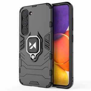 Wozinsky Ring Armor suojakuori Samsung Galaxy S23+:lle panssaroitu kuori magneettinen pidike rengas musta