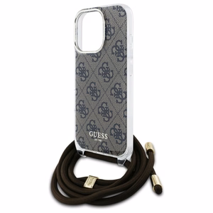 Guess Crossbody Cord 4G Print Suojakuori iPhone 16 Pro Max:lle - ruskea