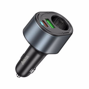 Autolaturi Hoco USB A + USB C + tupakansytytintulppa PD QC3.0 3A 35W Z56 musta