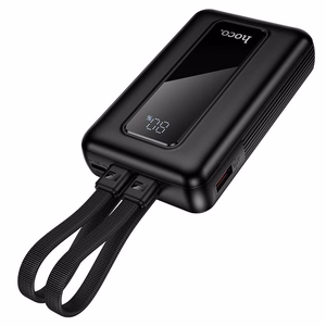 Hoco J162 -varavirtalähde sisäänrakennetuilla USB-C- ja Lightning-kaapeleilla, 10000 mAh, QC, PD, 22,5 W, musta
