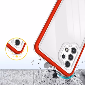 Kirkas 3in1 Asia Samsung Galaxy A32 5G Frame Gel Cover Punainen