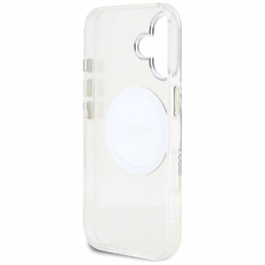 Guess IML Metal Colored Circle Classic Logo MagSafe Suojakuori iPhone 16:lle - valkoinen