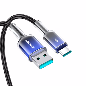 Joyroom S-A42 Crystal-Clear Series 3A USB-A - USB-C -kaapeli 1,2 m - musta
