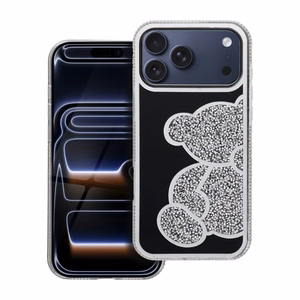 Suojakuori iPhone 17 PRO MAX:lle Teddy Bear hopeinen