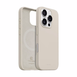 Crong Color Cover Magnetic -suojakuori MagSafe-tuella iPhone 16 Pro:lle, kivenbeige