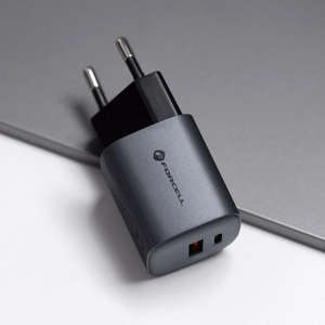 Puhelinlaturi Forcell F-Energy GaN USB C + USB A QC4.0 PD 3A 33W VT-31 harmaa