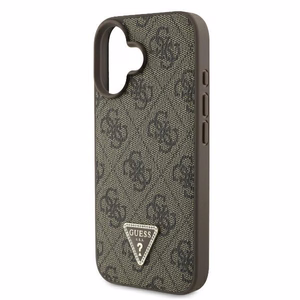 Guess Leather Metal Logo Strass Crossbody Suojakuori iPhone 16:lle - ruskea