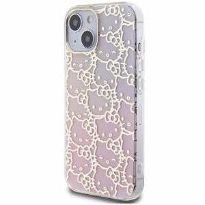 Hello Kitty IML Gradient Electrop Crowded Kitty Head Suojakuori iPhone 15:lle - vaaleanpunainen