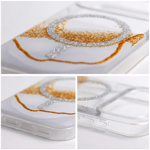 MagSafe-yhteensopiva Golden-suojakuori iPhone 15, valkoinen