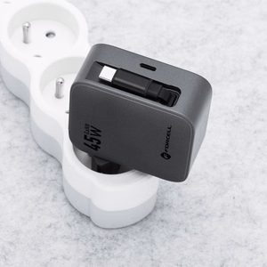 Puhelinlaturi Forcell F-Energy GaN USB C + sisaanvedettava kaapeli USB C PD QC4.0 3A 45W VT-R5 harmaa