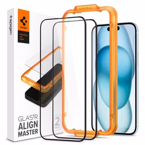 Spigen ALM Glass FC Karkaistu lasi iPhone 15:lle - musta 2 kpl.