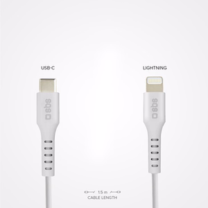 SBS TECABLELIGTC1W USB-C - Lightning Kaapeli MFi-sertifioitu, 1m - valkoinen