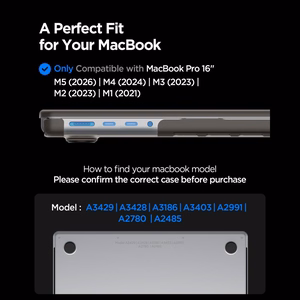 Spigen AirSkin suojakuori MacBook Pro 16" 2021 / 2023 / 2024 / 2025 / 2026 -mallille – puoliläpinäkyvä