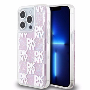 DKNY suojakuori iPhone 15 Pro 6,1' DKHCP15LLCPEPP valkoinen HC nestemäiset kimalteet ruutukuviolla