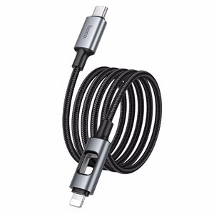 LED-kaapeli USB-C – Lightning Hoco PD 27W 1,2 m U144, musta