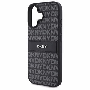 DKNY Texture Pattern Tonal Stripe Suojakuori iPhone 16:lle - musta