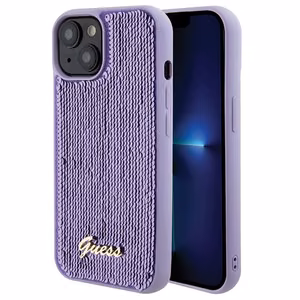 Guess Sequin Script Metal Suojakuori iPhone 15:lle - violetti