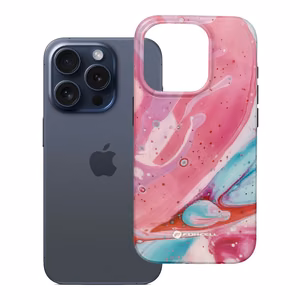 Suojakuori iPhone 15 PRO:lle Forcell F-Protect Mirage MagSafe-yhteensopiva Military Drop-Test vaaleanpunainen marmori