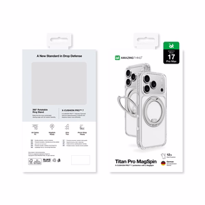 AmazingThing Titan Pro MagSpin Suojakuori iPhone 17 Pro Max:lle MagSafe-yhteensopiva - harmaa