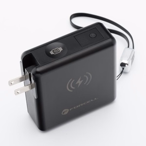 Monitoiminen laturi Forcell F-Energy 6in1 USB A + USB C PD 45W + varavirtalähde 15000 mAh + langaton lataus 15W musta