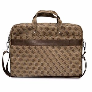 Guess Saffiano 4G Triangle Logo laukku 16 tuuman kannettavalle - ruskea