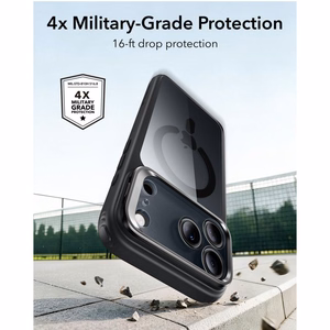 ESR Classic Hybrid Kickstand MagSafe suojakuori malleille iPhone 18 Pro / 17 Pro, läpinäkyvä musta