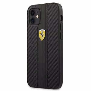Ferrari FESNECHCP12SBK iPhone 12 mini 5.4" musta/musta kovakotelo On Track PU Hiili
